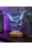 Öğretmen Hediyesi, Öğretneme Melek Kanatlı Kalp, 3d Melek Öğretmenim Hediyesi Led Lamba