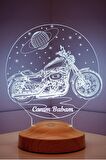 Sevgilambası 3D Canım Babam Motorsiklet Chopper Led Lamba