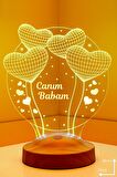 Sevgilambası 3D Canım Babam Hediyesi 3 Boyutlu Balon Kalpler Küre Led Lamba