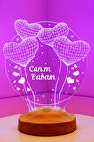 Sevgilambası 3D Canım Babam Hediyesi 3 Boyutlu Balon Kalpler Küre Led Lamba