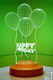 Sevgilambası 3D Happy Birthday Hediyesi Doğum Günü Hediyesi Balon 3 Boyutlu Led Lamba