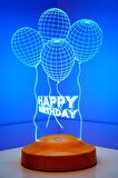 Sevgilambası 3D Happy Birthday Hediyesi Doğum Günü Hediyesi Balon 3 Boyutlu Led Lamba