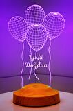 Sevgilambası 3D İyi ki Doğdun Hediyesi Balon 3 Boyutlu Led Lamba