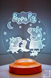 Sevgilambası 3D Çocuk Bebek Hediyesi Peppa Pig 3 boyutlu Led Lamba