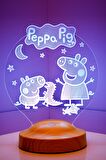 Sevgilambası 3D Çocuk Bebek Hediyesi Peppa Pig 3 boyutlu Led Lamba