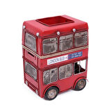 Dekoratif Metal Londra Şehir Otobüsü Kalemlik 20 cm