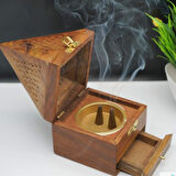 Konik Tütsü Yakma Kutusu Ahşap Piramit 16cm