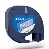 Ecotag Dymo Letratag Şerit Etiket Plastik Şeffaf 12 mm x 4 mt 