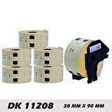 EcotagPlus Brother DK 11208  Etiket 38 mm x 90 mm - 6 X 400 Adet + Tutucu