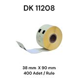EcotagPlus Brother DK 11208  Etiket 38 mm x 90 mm - 6 X 400 Adet + Tutucu