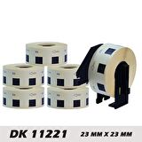 EcotagPlus Brother DK 11221 Etiket 23 mm x 23 mm - 6 X 1000 Adet + Tutucu
