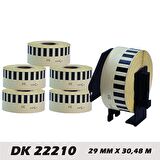 EcotagPlus Brother DK 22210  Etiket 29 mm x 30,48 m -Sürekli - 6 Adet + Tutucu