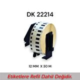 EcotagPlus Brother DK 22214  Etiket 27 mm x 30,48 m -Sürekli - 6 Adet + Tutucu