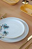 Glore Asya Blue Flower Altın Yaldızlı 31 Parça 6 Kişilik Seramik Yemek Takımı