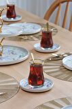 Glore Harmony Altın Yaldızlı 27 Parça 6 Kişilik Seramik Çay Zamanı Takımı