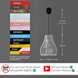 Vialux Modern Ahşap Bohem Rustik Avize Tekli Sarkıt Lamba Kırmızı