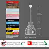 Vialux Modern Ahşap Bohem Rustik Avize Tekli Sarkıt Lamba Pastel 