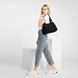 Nano Metalik Kumaş Kadın Omuz Çantası Smart Bags 1125 Siyah