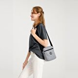 Kırçıllı Gri Kumaş Kadın Postacı Çantası Smart Bags 3089