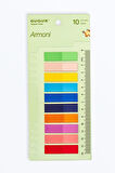 Armoni 10 Renkli Cetvelli Şeffaf Pet Index • Index Sticker • Post-it • Sticky Note (GGK-P003)