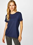 Faik Sönmez Bisiklet Yaka Basic Mavi Kadın T-Shirt