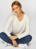 V Yaka Uzun Kol T-Shirt 00012