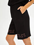 Degrade Nakış Detaylı Kendinden Dokulu Viskon Şort 68579
