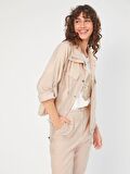 Cep Ve Kordon Detaylı Casual Form Tenselli Ceket 68255