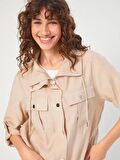 Cep Ve Kordon Detaylı Casual Form Tenselli Ceket 68255