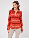 Zigzag Desen Örme Ceket 68232