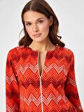 Zigzag Desen Örme Ceket 68232