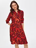 Paisley Desen Viskon Gömlek Elbise 69222