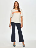 Relax Önü Comfort Baskılı Yuvarlak Yaka T-Shirt 69778