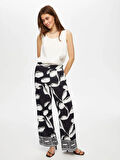 Paçası Sulu Monochrome Desen Wıde Leg Fıt Pantolon 007