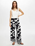 Paçası Sulu Monochrome Desen Wıde Leg Fıt Pantolon 007