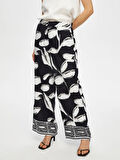 Paçası Sulu Monochrome Desen Wıde Leg Fıt Pantolon 007