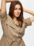 Yakası Lastik Detaylı Kemerli Overshırt Tunik 019