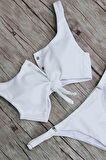 Angelsin Beyaz Çıtçıtlı Bikini Takım