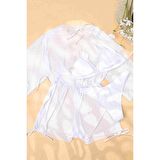 Angelsin Şifon Pareo Plaj Elbesi Cover Up Kimono Beyaz