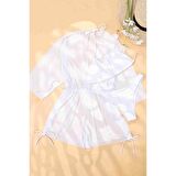 Angelsin Şifon Pareo Plaj Elbesi Cover Up Kimono Beyaz