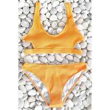 Angelsin Özel Kumaş Bikini Üstü Sarı