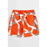 Angelsin Erkek Basic Standart Boy Baskılı Mayo Cepli Deniz Şortu Çok Renkli