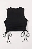 Merry See Yanları Büzgülü Kolsuz Bluz Crop Top Atlet