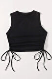 Merry See Yanları Büzgülü Kolsuz Bluz Crop Top Atlet