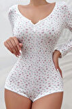 Merry See Çiçek Desenli Tasarım Tulum Gecelik Body