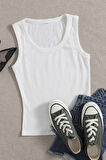 Merry See Düz Renk Kadın Kolsuz Bluz Crop Top
