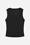 Merry See Düz Renk Kadın Kolsuz Bluz Crop Top