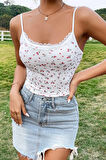 Merry See Çiçek Desenli Askılı Atlet Bluz Crop Top
