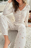 Merry See Özel Örme Kumaş Baskılı Uzun Kollu Pijama Takımı