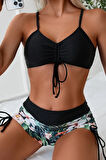Angelsin Büzgü Ayarlı Baskılı Bikini Takımı